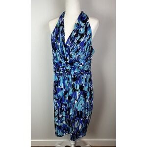 Black Label Dress by Evan Picone V Neck Sleveeless Casual Summer Spring Sz Large